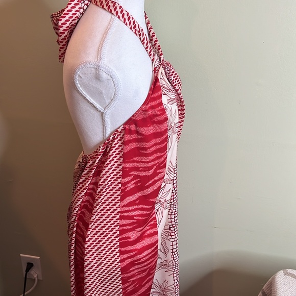 Banana Republic TWIST-NECK RED SUNSET MIDI DRESS Elegant Red and White Dress - Picture 14 of 15